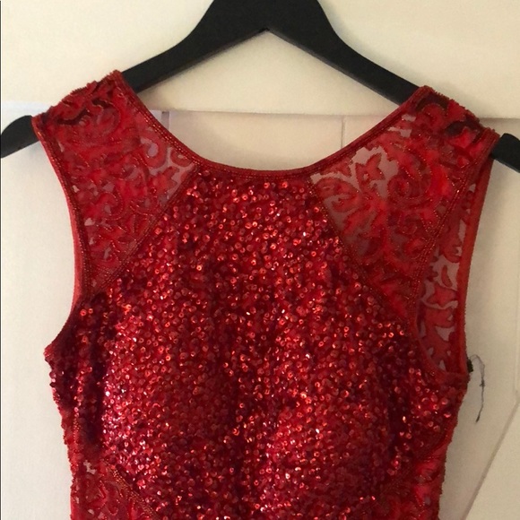 Ruby Red Beaded Homecoming Dress - Picture 4 of 7
